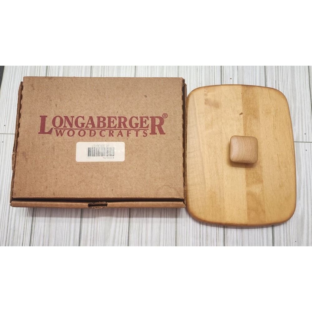 Longaberger Woodcrafts Father's Day Wood Lid With Knob/Handle #52604 With Box